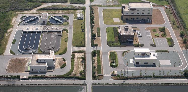 柳川浄化センターの航空写真