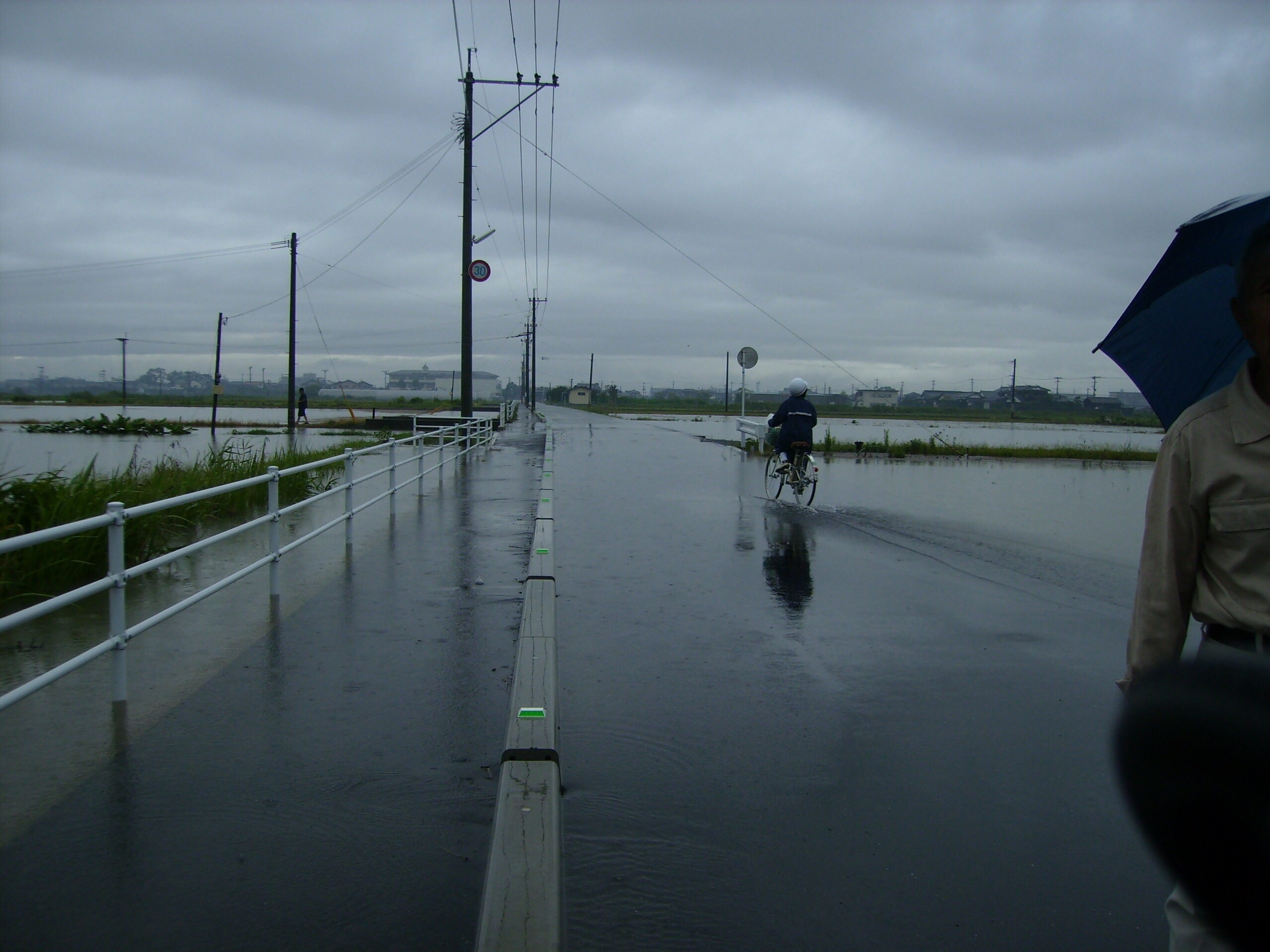 冠水した道路の写真