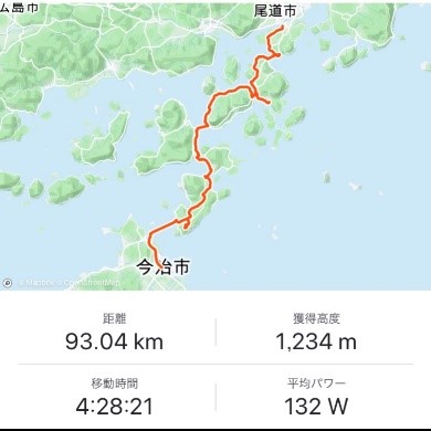 サイクリングの経路が記された地図のスクリーンショット1