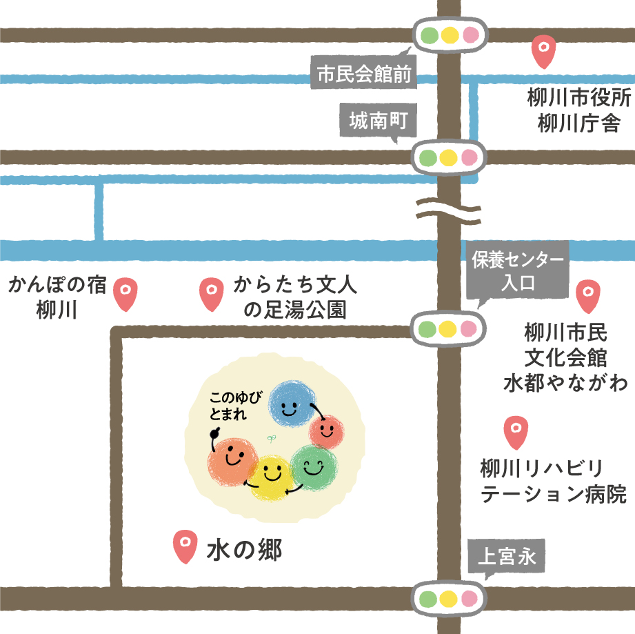 子育て支援施設このゆびとまれ周辺案内図